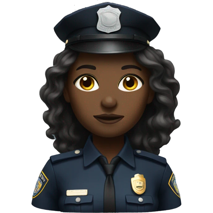 darkskin female cop with long hair emoji