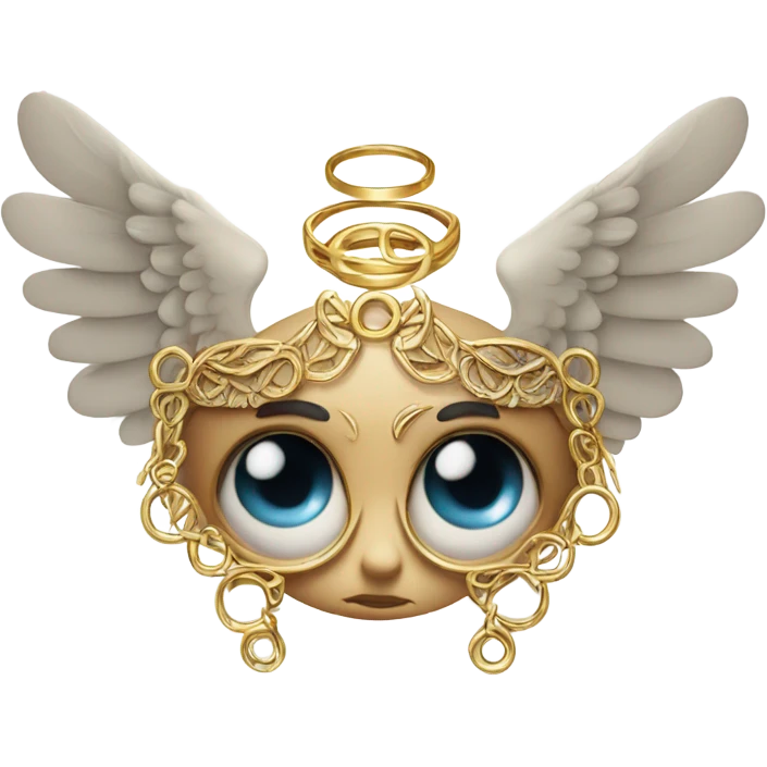 An eye with angel wings and rings around it emoji