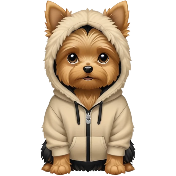 Yorkie ￼dog wearing hoodie emoji