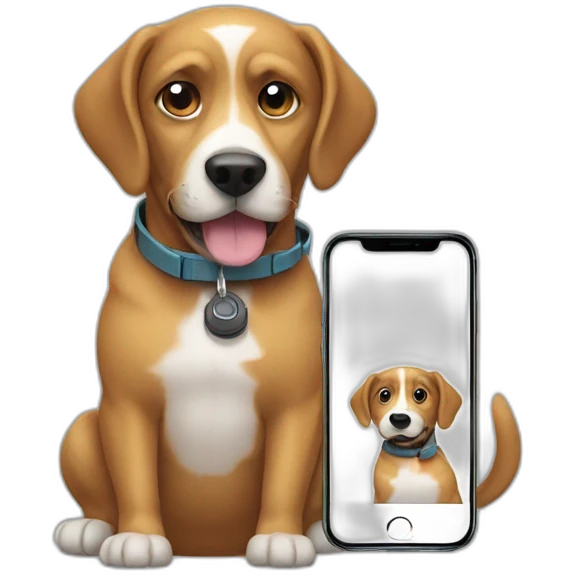 a dog with a phone emoji