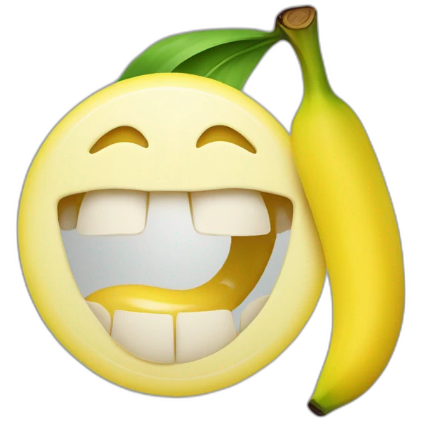 Smiley avec la hrand bouche ouverte qui mange une banane emoji