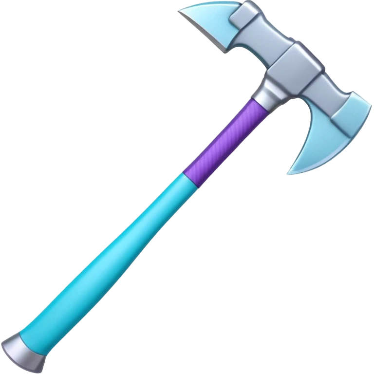 Axe with purple handle with silver blade with cyan edge emoji