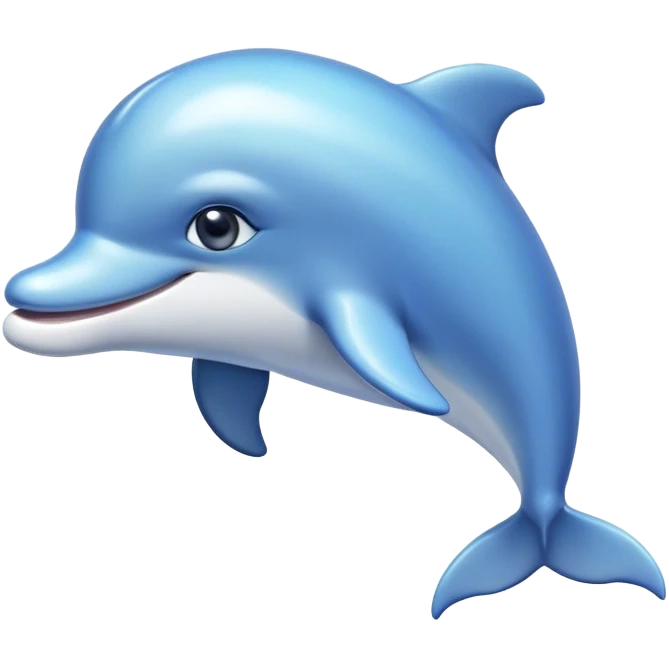 Cinematic Cute Dolphin Portrait Emoji, Head tilted playfully and inquisitively, featuring a smooth, streamlined body with shimmering, silvery-blue skin and round, sparkling eyes full of playful charm, Simplified yet irresistibly adorable features, highly detailed, glowing with a warm, friendly oceanic glow, high shine, affectionate and lively, stylized with a touch of aquatic whimsy, soft glowing outline, capturing the essence of a mischievous yet loving dolphin that appears as if it could splash out of the screen into your arms! emoji