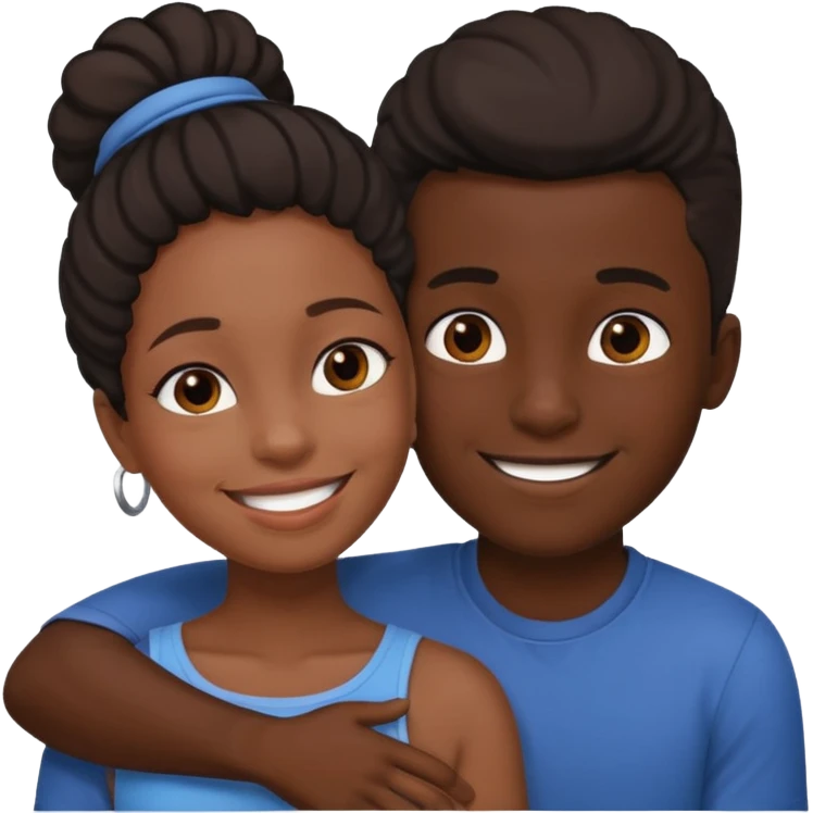 Fille noir embrassement un garçon noirs emoji