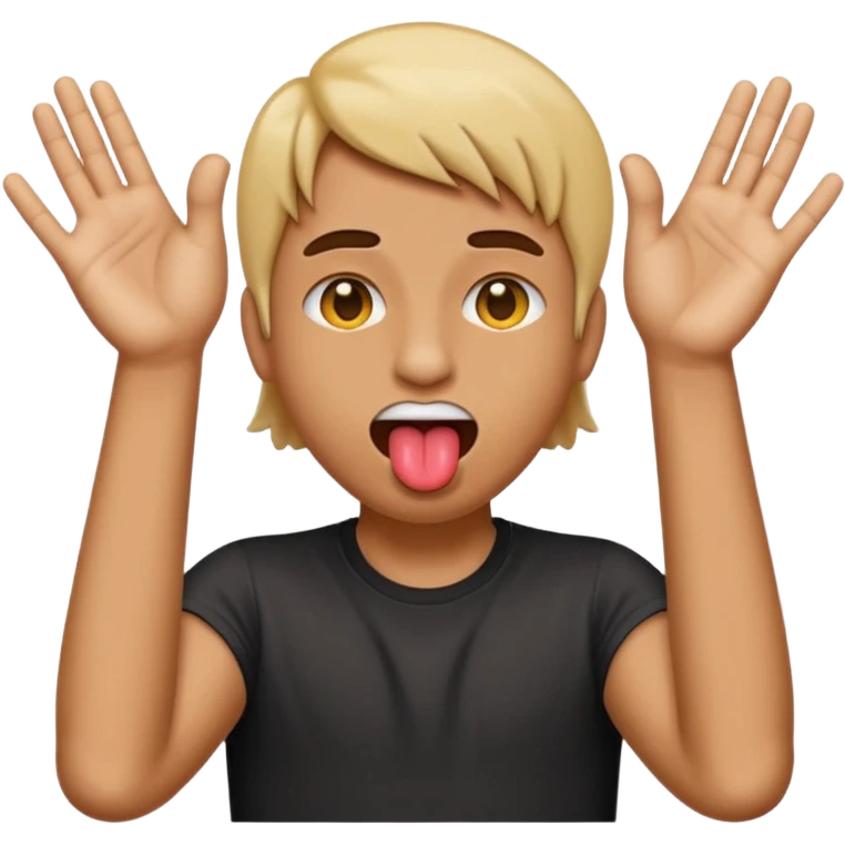 tongue sticking out emoji with rock and roll hands on each side of face emoji