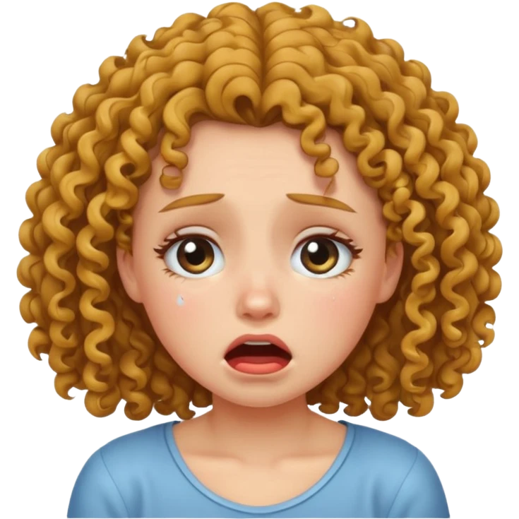 Crying girl with curly hair emoji