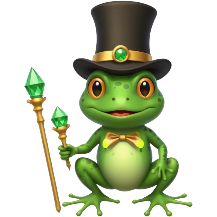 A frog with a magicians hat and wand emoji