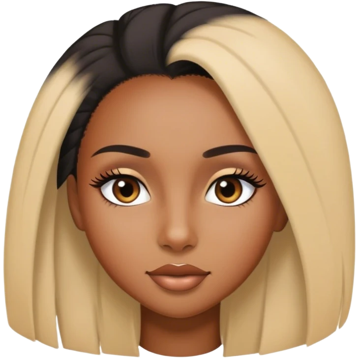 black girl with straight hair and Long Eyelashes emoji