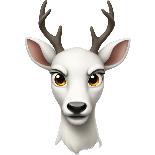 A white deer, angry look emoji