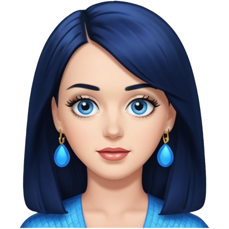 Katy Perry with blue eyes, black long hair emoji