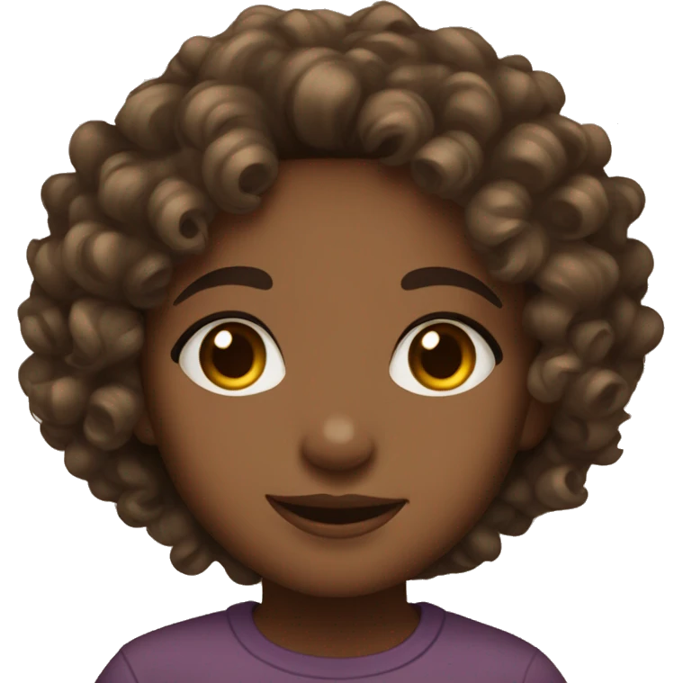 cute brown skin girl with curly hair brown eyes emoji