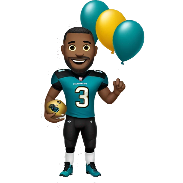 Jacksonville jaguars emoji holding baloons wearing a jaguars jersey emoji