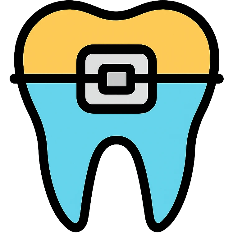 a tooth with a dental brace, clean and friendly, modern icon style emoji