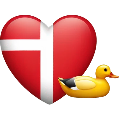 Denmark Flag with red Heart and duck emoji