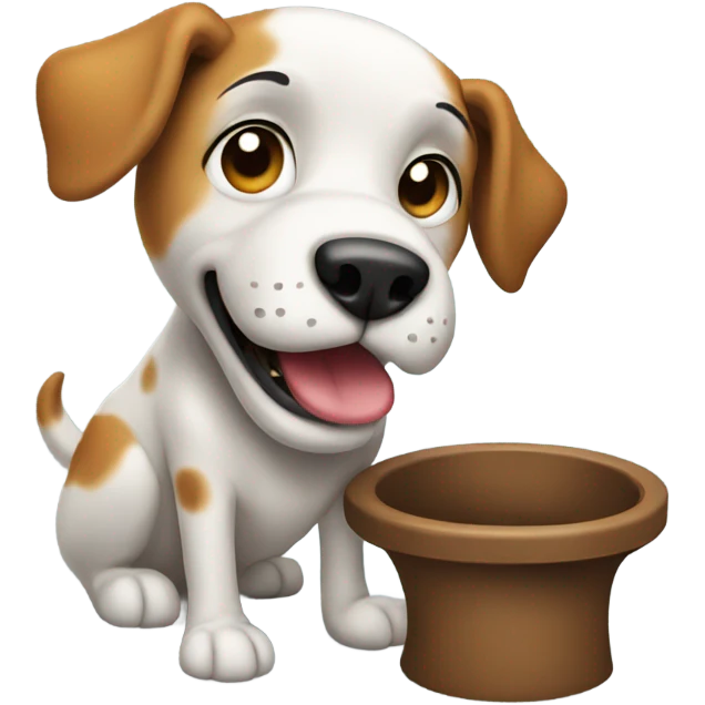 Dog taking a poop emoji