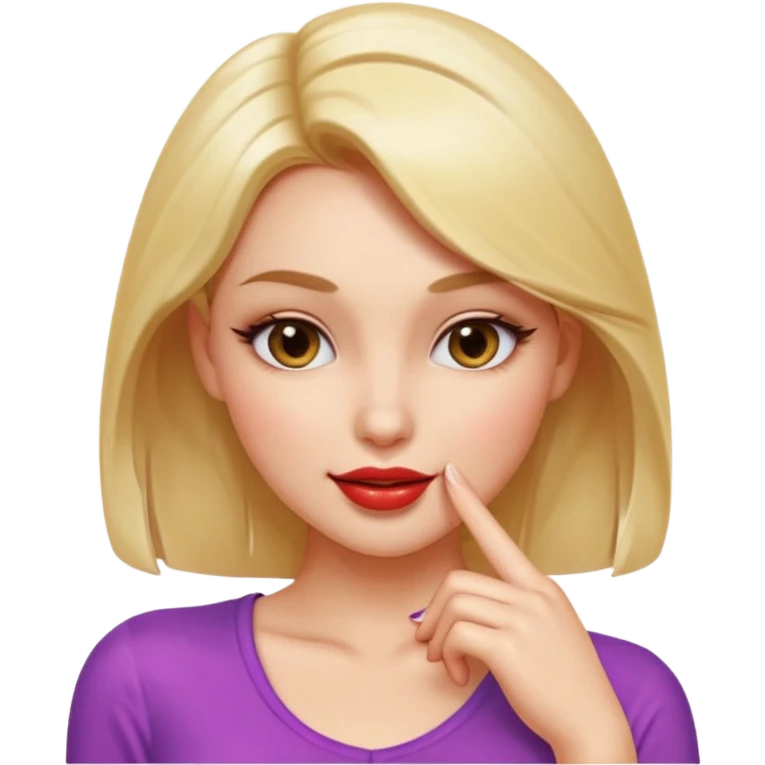 Apple style emoji, seductive sexy expression, gently biting finger, half-lidded eyes, subtle smirk, flirty and teasing mood, glossy smooth skin, vibrant colors, soft 3D lighting, iOS emoji aesthetic, cute but sensual, clean white background, high detail, polished emoji design emoji