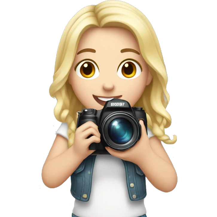 cute white girl with camera in her hands emoji