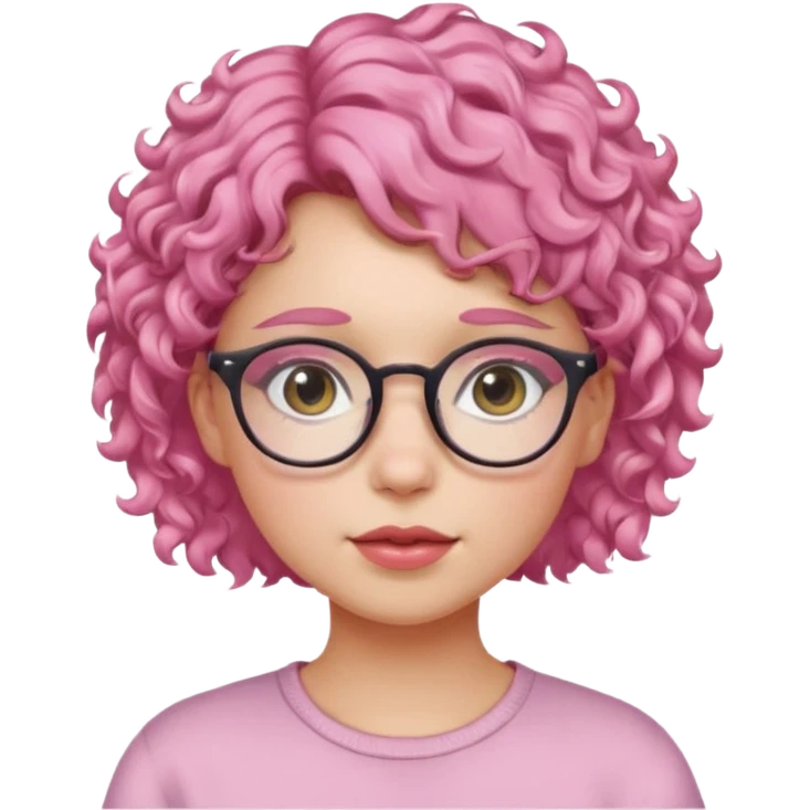 girl with glasses and curly pink short hair emoji
