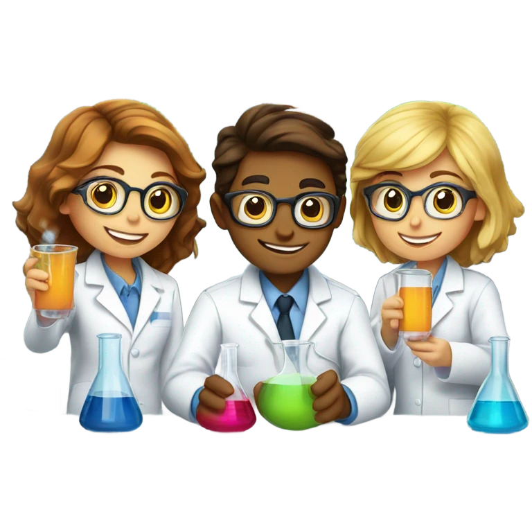 3 girls 1 boy drinking scientists emoji