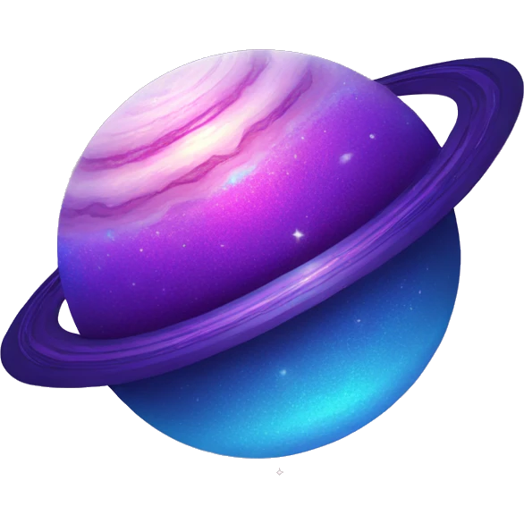 blue purple and pink glitter planet with sparkling saturn ring emoji