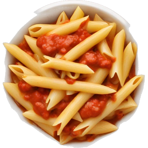 penne with red sauce in a bowl with mushroom pieces  emoji