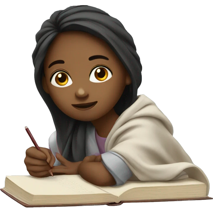 girl studying with blanket emoji