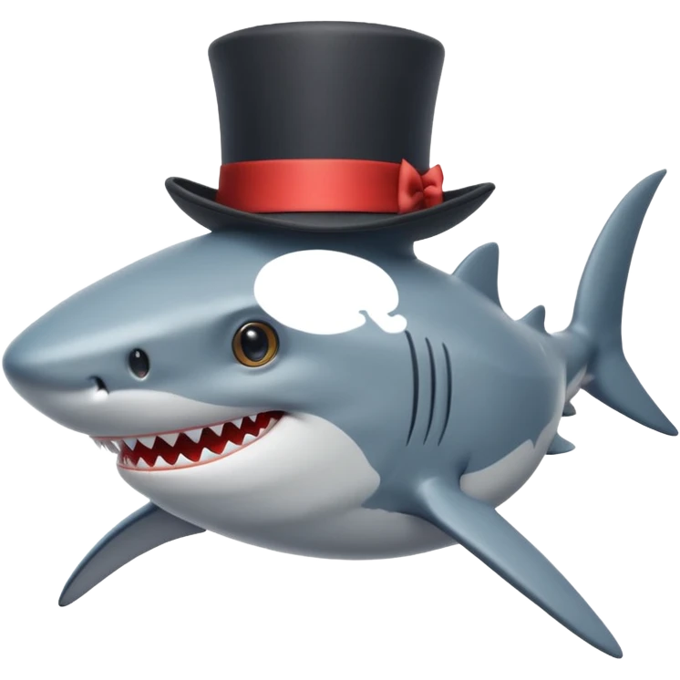 Shark with a top hat emoji