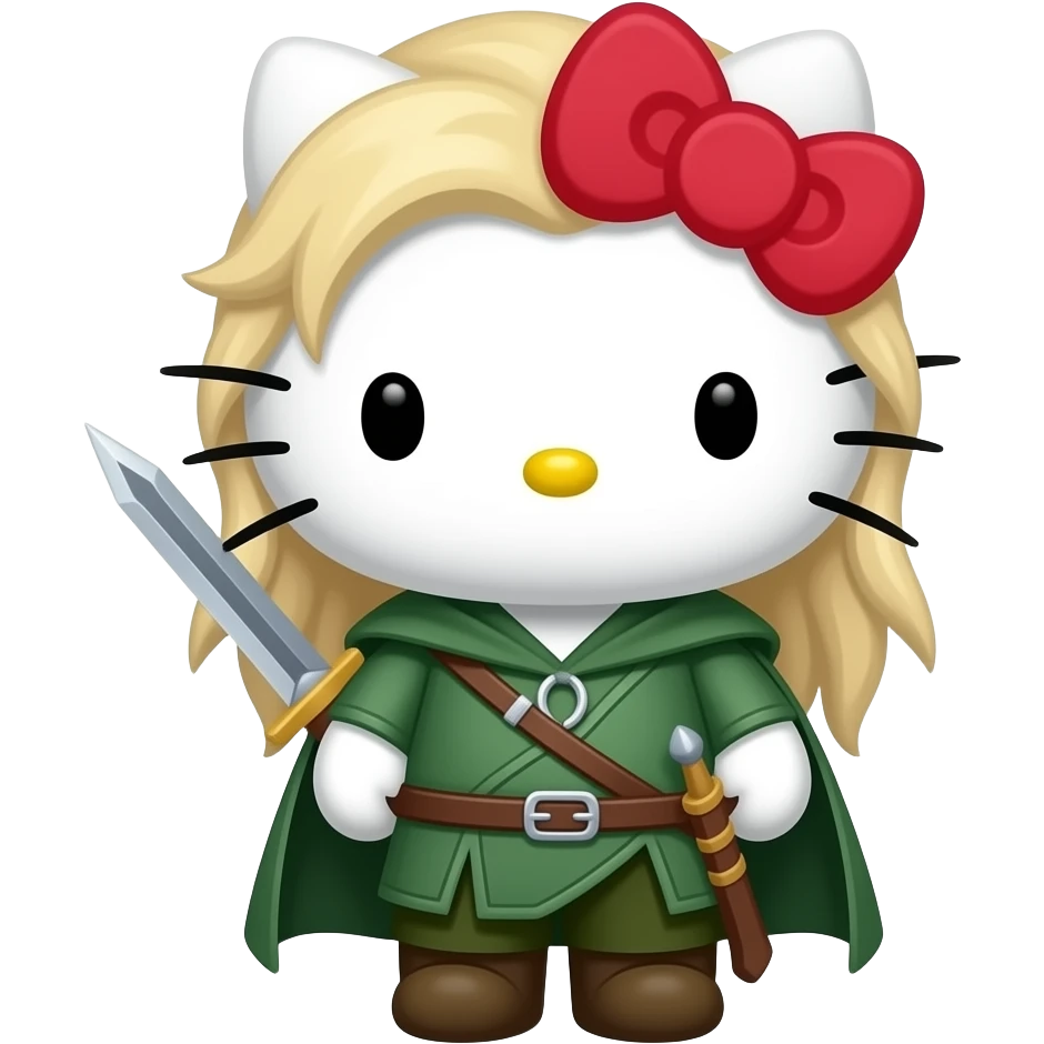 hello kitty disfrazado de legolas emoji