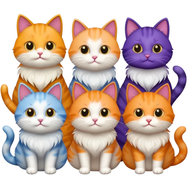 6 cats with different coloured coats emoji