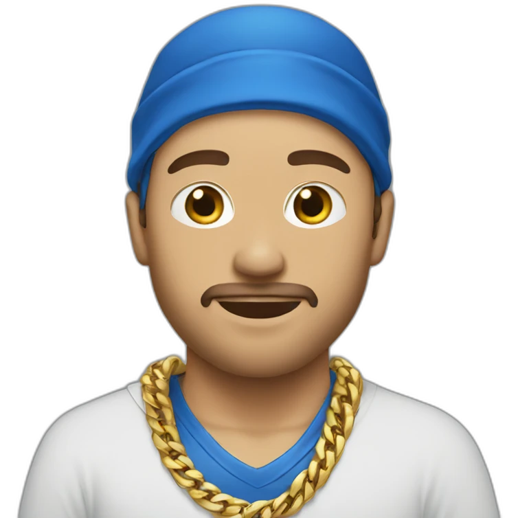 White male with blue bandana wearing gold chains  emoji