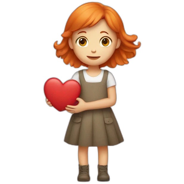 Ginger girl holding heart emoji