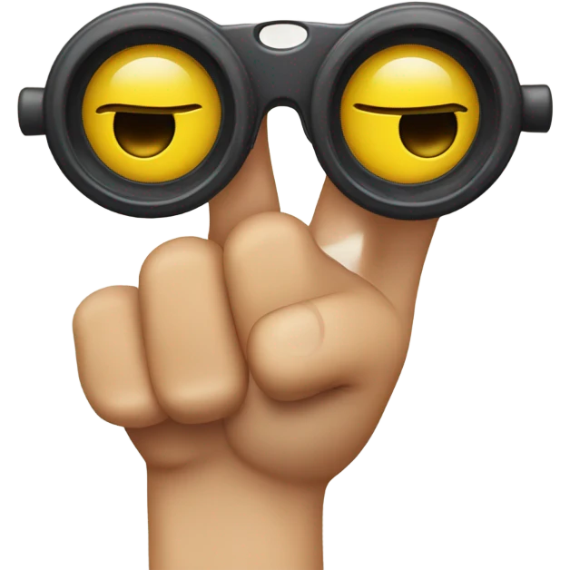 An emoji making a gesture by forming circles with both thumbs and index fingers, placing them around the eyes like binoculars emoji