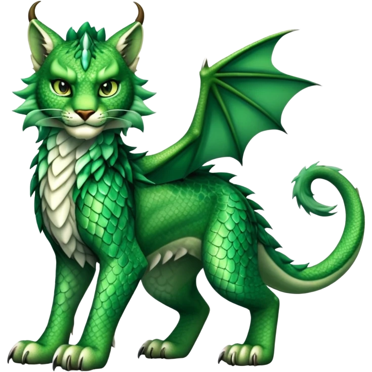 Green Dragon-type Fakémon-Lynx full body emoji
