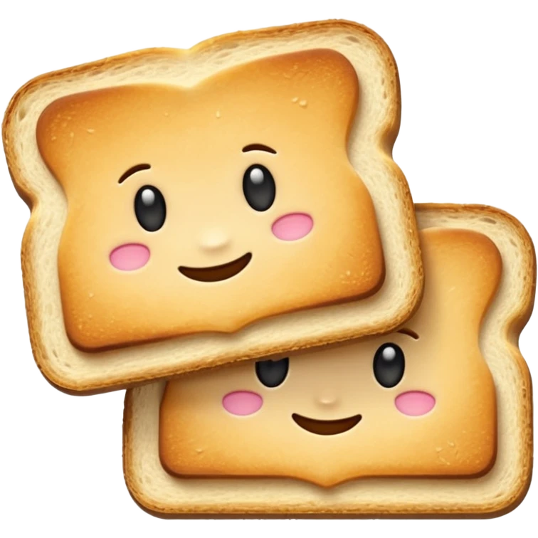 pair of crisp rectangular toast slices, golden-brown edges, airy texture, stacked or overlapping, soft lighting, subtle shadows, emoji scale emoji