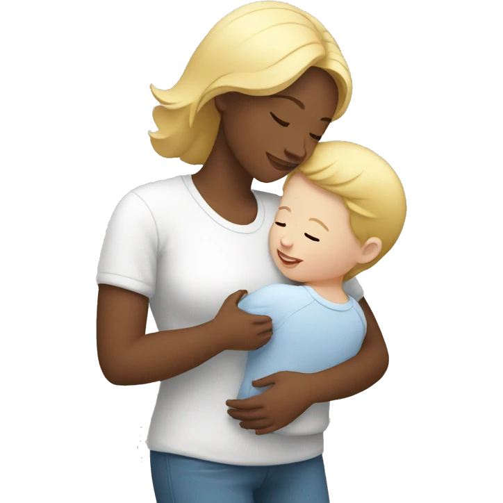 white mom taking care of white child with heart emoji