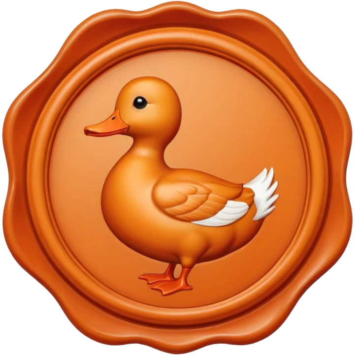 Wax Seal with orange duck that says approval emoji