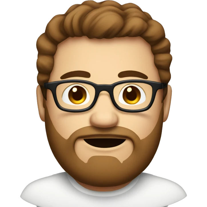 A fat man with brown hair and brown short beard and round glasses who drinks coffee  emoji