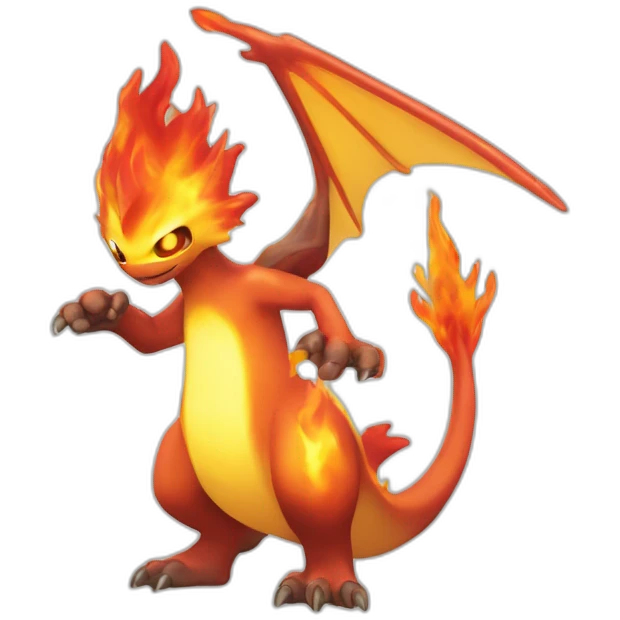 A Pokémon resembling a living flame, with a tail that splits into several tongues of fire. He has a majestic appearance. emoji