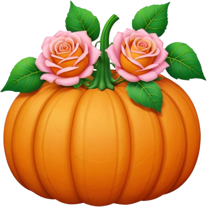 pastel pumpkin with roses and leaves emoji