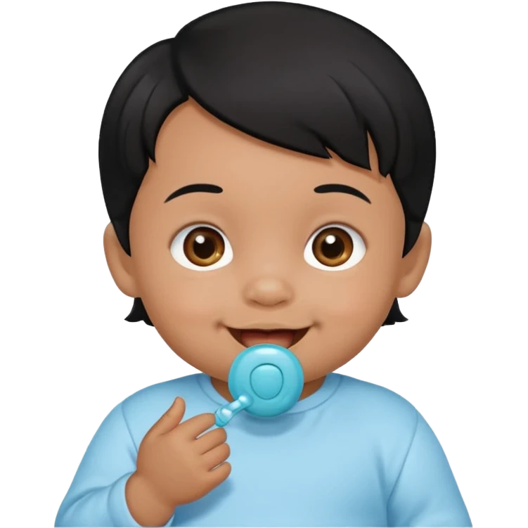 a black hair baby with pacifier emoji