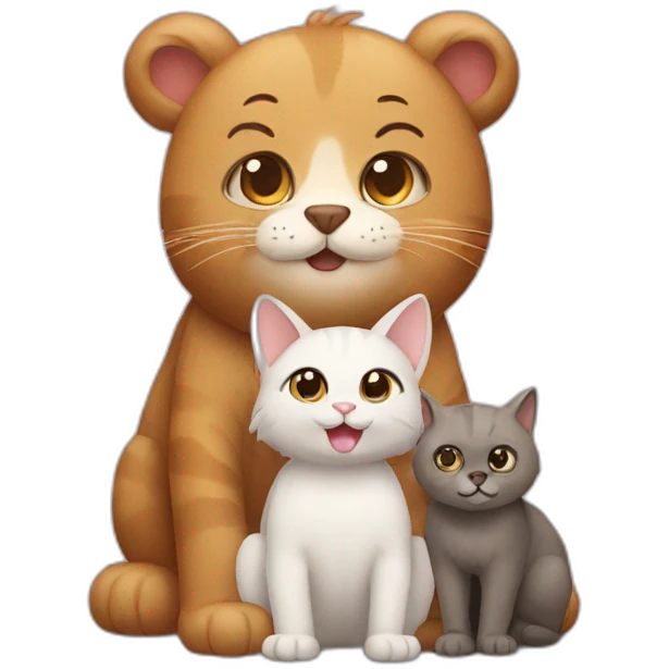 Two cats with a bear emoji