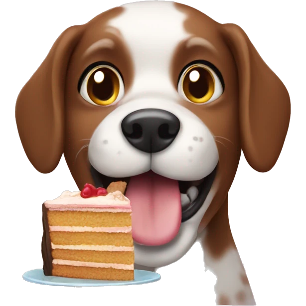 Dog eating cake emoji