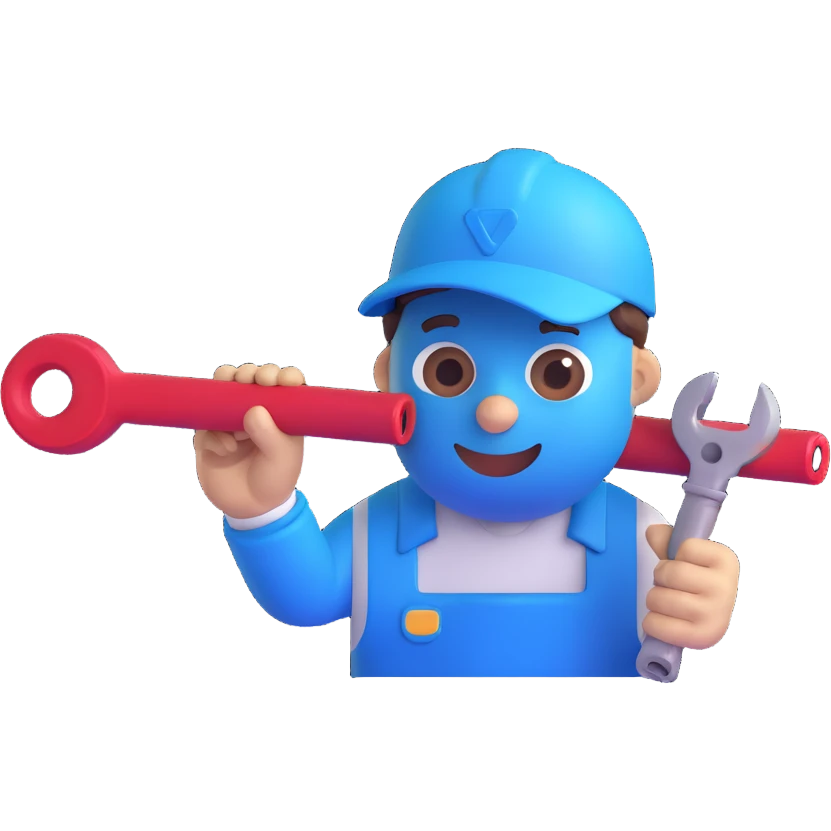 pricing emoji for plumbers, blue color, includes a wrench or pipe emoji