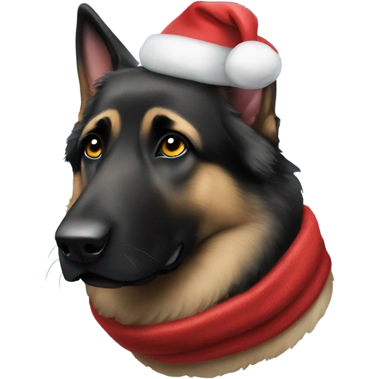 Black german shepherd dressed for christmas emoji