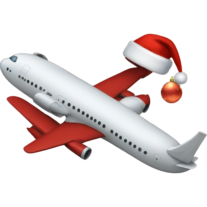 Plane with Christmas hat on emoji