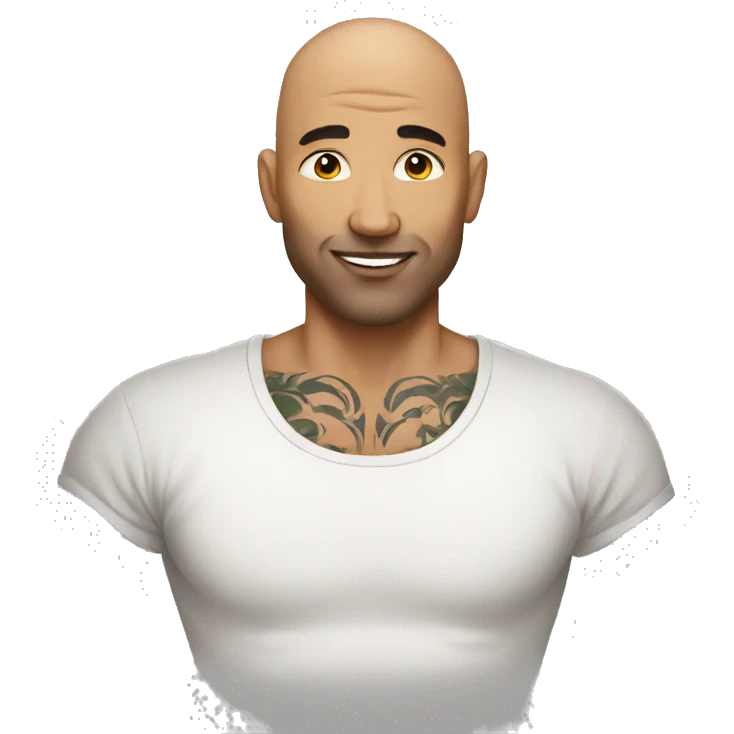 Bald man wearing tattoos emoji
