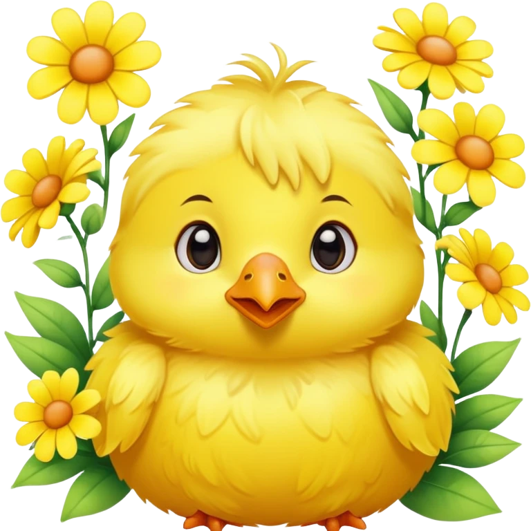 Cute chick with flowers emoji