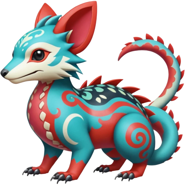  exotic tropical ornate Asian painted cyber-Sleuth-Loyd-Garmaddon-Litten-Linoone-Noibat-Fakémon-Pokémon-Vernid-creature emoji