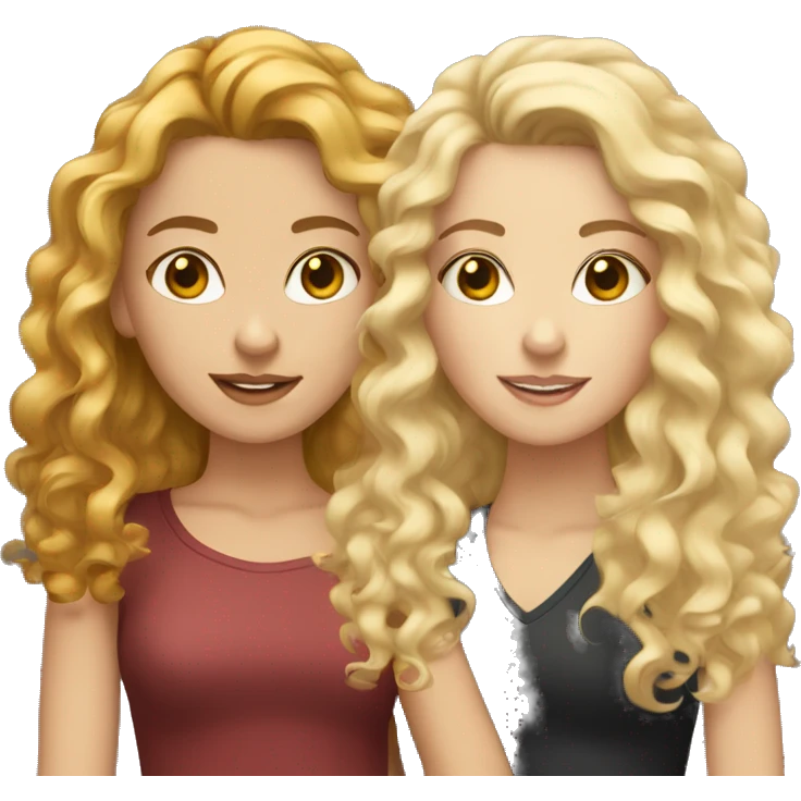 Two white girls with both curly hair friends. One brunette and one blonde   emoji