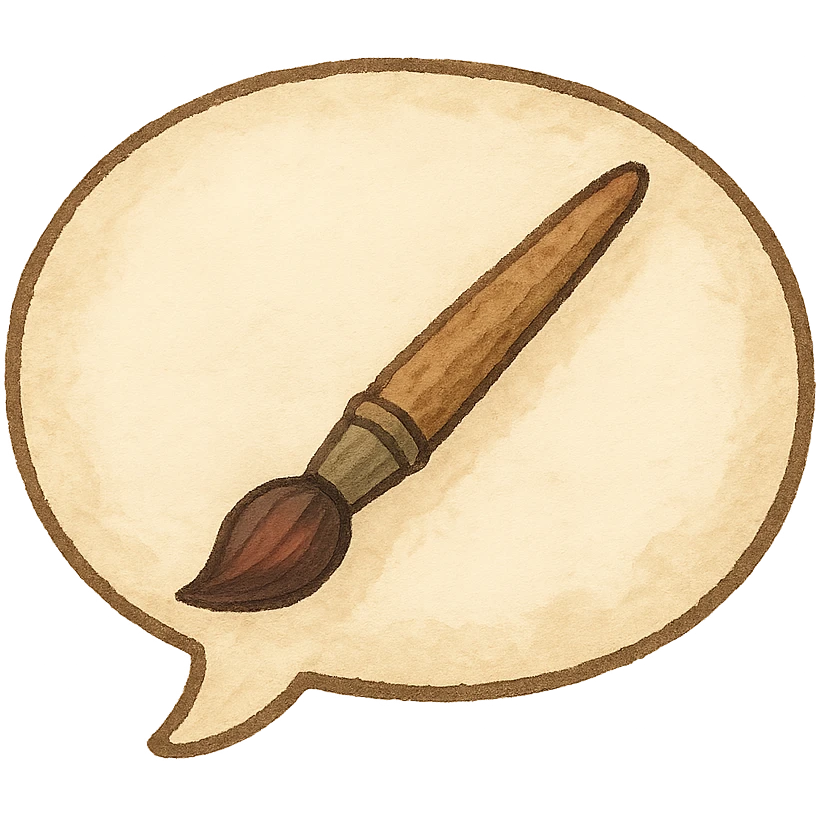 ghibli style chat icon with a brush inside emoji